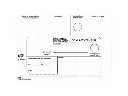 Poštové obálky B6 doručenka do VR bez OD, 1000 ks