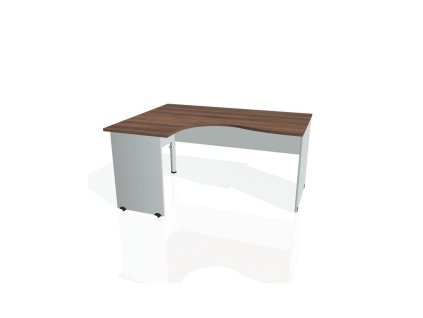 Pracovný stôl Gate, ergo, pravý, 160x75,5x120 cm, orech/sivá