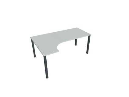 Pracovný stôl Uni, ergo, pravý, 180x75,5x120 cm, sivá/čierna