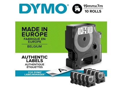Samolepiaca páska Dymo D1 19 mm biela/čierna, 10ks