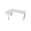 Pracovný stôl Flex, ergo, pravý, 160x75,5x120 (60x60) cm, biela/kov