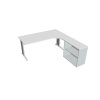 Pracovný stôl Flex, ergo, ľavý, 180x75,5x200,0 (80x40) cm, biela/kov