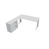 Pracovný stôl Flex, ergo, pravý, 180x75,5x200,0 (40x80) cm, biela/kov