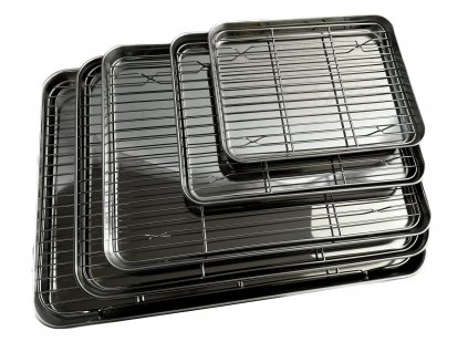 Plech na pečenie z nehrdzavejúcej ocele s mriežkou 31x24x2,5cm