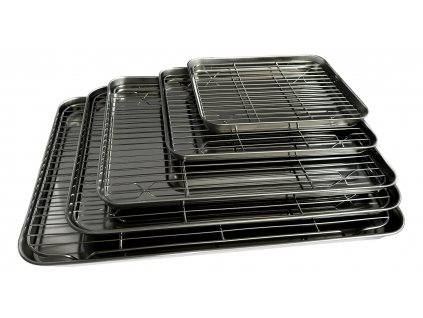 Plech na pečenie z nehrdzavejúcej ocele s mriežkou 45x33x2,5cm