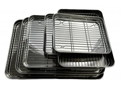 Plech na pečenie z nehrdzavejúcej ocele s mriežkou 50x35x3cm