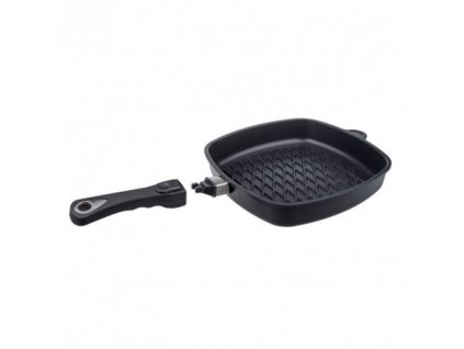 Indukčná titánová grilovacia panvica 28 cm x 28 cm x 5 cm s odnímateľnou rukoväťou