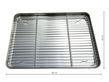 Plech na pečenie z nehrdzavejúcej ocele s mriežkou 40x30x5cm