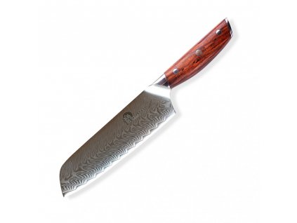 Japonský úžitkový nôž SANTOKU / Chef Dellinger Rose-Wood Damascus 175 mm