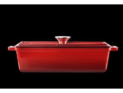 Červený pekáč liatina/smalt s vekom Grand feu
