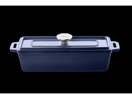 Modrý smaltovaný liatinový pekáč s vekom Grand feu