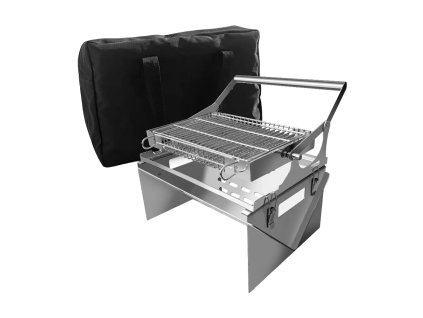 Skladací nerezový gril s otočným klietkovým roštom a prepravnou taškou UG Grill