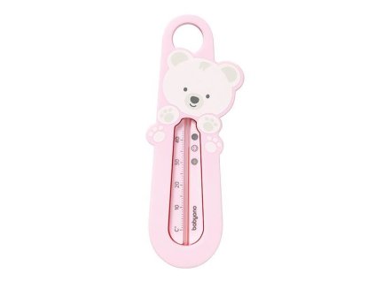 BABYONO Teplomer do vaničky ružový medvedík