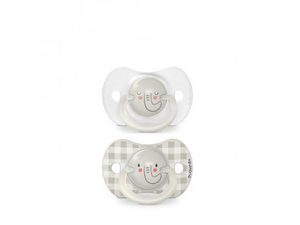 SUAVINEX | Šidítko DEN&NOC fyziologické silikon 6-18 m - 2 ks - šedý slon