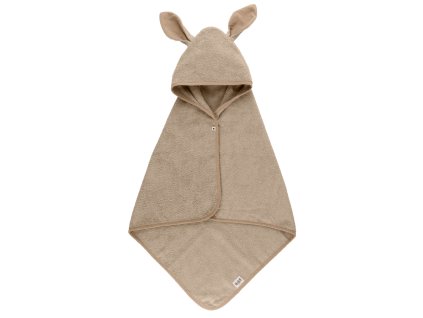 BIBS Kangaroo osuška s kapucňou z BIO bavlny - Vanilla