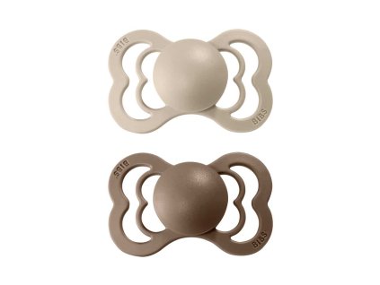 BIBS Supreme symetrické cumlíky zo silikónu 2ks - veľkosť 1 - Vanilla / Dark Oak