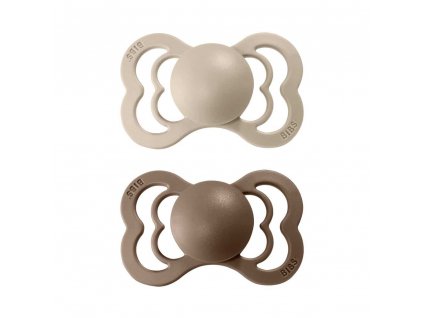 BIBS Supreme symetrické cumlíky z prírodného kaučuku 2ks - veľkosť 1 - Vanilla / Dark Oak
