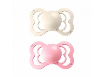 BIBS Supreme symetrické cumlíky z prírodného kaučuku 2ks - veľkosť 1 - Ivory / Baby Pink