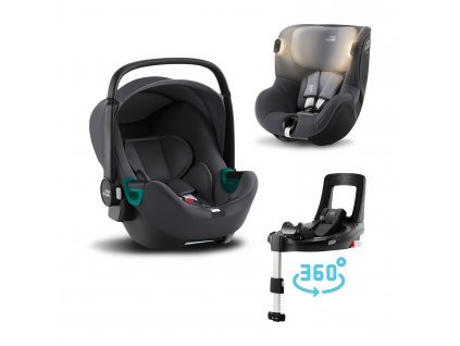 Britax Römer Autosedačka set Baby-Safe 3 i-Size+základňa Flex Base Isense+Autosedačka Dualfix iSense, Midnight Grey