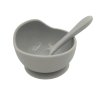 BABY Silikónová miska s prísavkou a lyžičkou Sivá