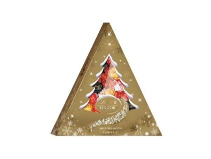 11794 1 lindor zlaty stromcek s mliecnymi horkymi a orieskovymi pralinkami 125g