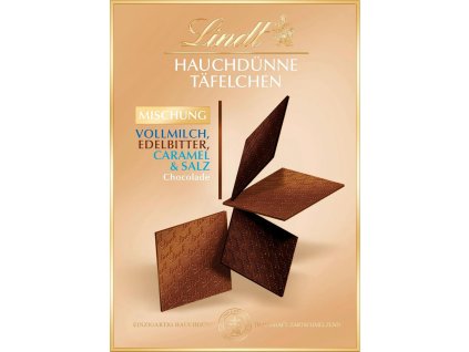 Lindt tenké plátky čokolády mliečnej, horkej a slaný karamel 125g