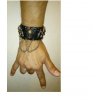 Rockerský náramek Black Men's Gothic Leather Bullet Skull Chain