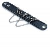 Rockerský náramek Black Men's Gothic Leather Bullet Skull Chain