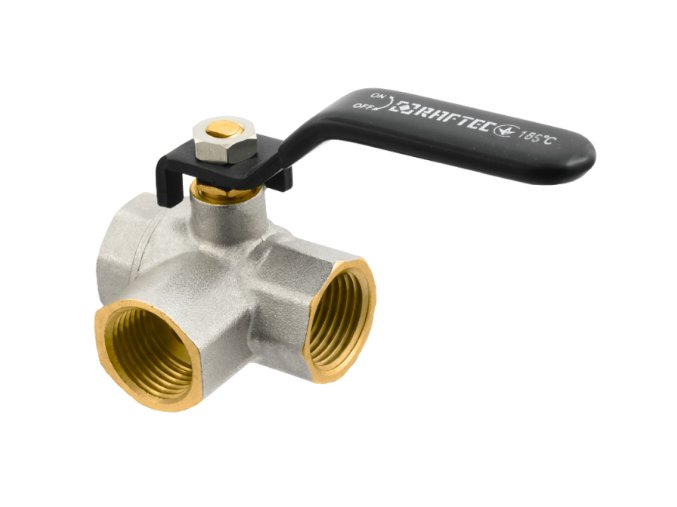 Kulový kohout třícestný, PN 16, páka