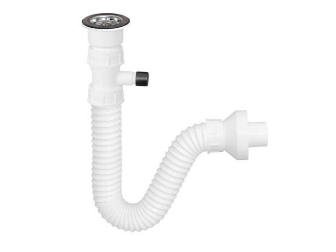 FLEXI dřezový sifon s výpustí a s pračkovým vývodem, DN 40