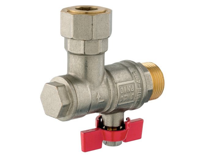 Rohový kulový kohout s filtrem a zpětnou klapkou, 3:4%22