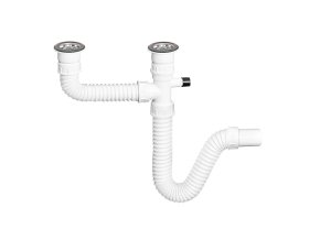 FLEXI dvoudřezový sifon s výpustí a s pračkovým vývodem, DN 40