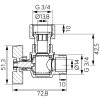 Rohový kulový kohout, ke kotlům 3/4"