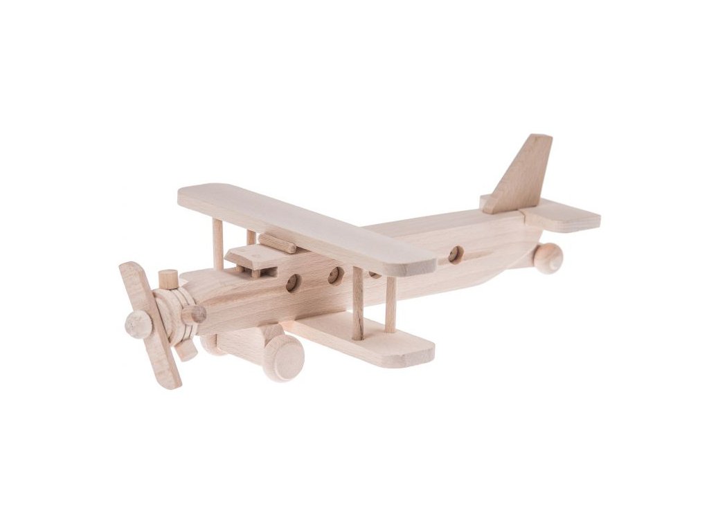 Eko drevená hračka Natural - lietadlo dvojplošník