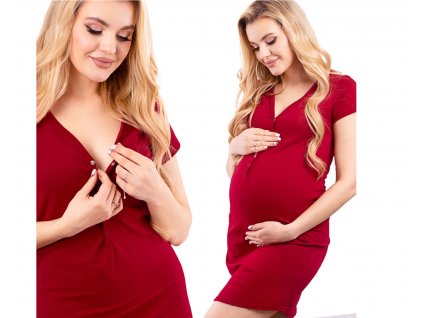 Tehotenská nočná košeľa Mommy Lisa červená