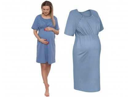 Tehotenská nočná košeľa do pôrodnice  Blue