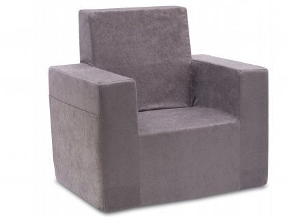 Jednofarebné sivé detské kresielko, fotel Classic