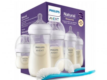 AVENT SCD837/12 Sada 3 fľašiek Natural + kefka