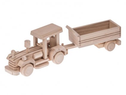 Eko drevená hračka Natural - traktor s vlečkou