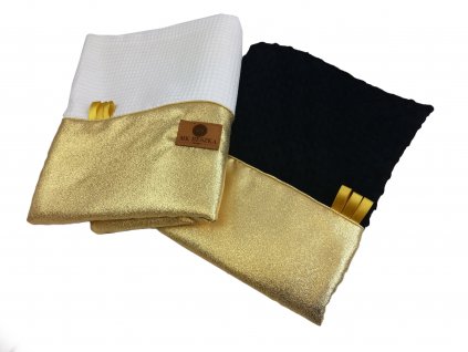 Zlatá deka do kočíka + vankúš (Farba čierna-zlatá)
