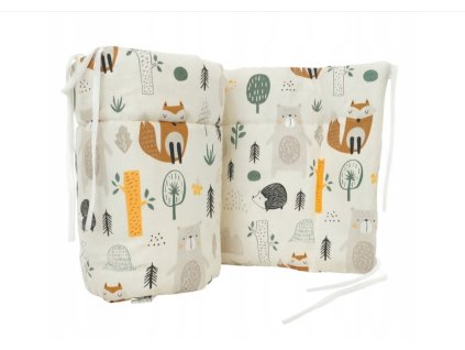 Mantinel do postieľky 180x30 Béžové lesné zvieratká