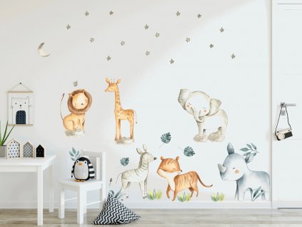 Detské samolepky na stenu Safari 100x50 cm