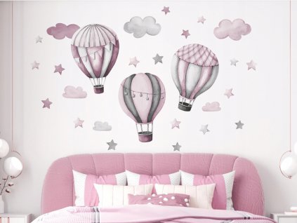 Detské samolepky na stenu Baloons Pink 100x90 cm