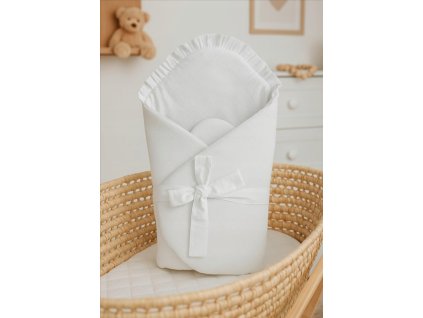 Biela zavinovačka na krst s volánikom Muslin