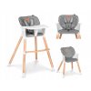 Dizajnová detská jedálenská stolička Lionelo Koen 2v1 sivá