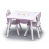 Drevený stôl pre deti + 2 stoličky bielo-ružové Pinky