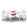 Drevený stôl pre deti + 2 stoličky bielo-ružové Pinky