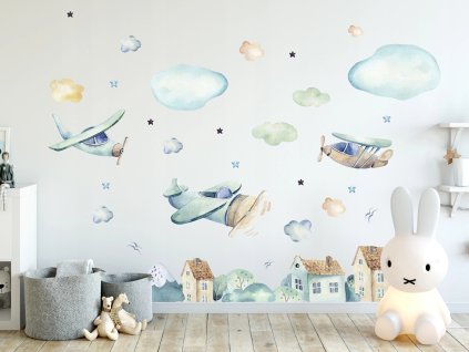 Detské samolepky na stenu Air Transport 100x55 cm