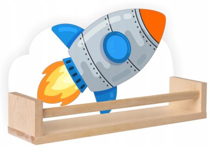 Drevená polica do detskej izby Nakly Raketa