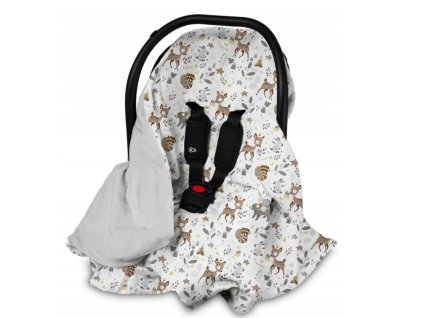 Zavinovacia Polar deka do autosedačky, kočíka 100x100 (Farba srnka-zajačik-veverička)